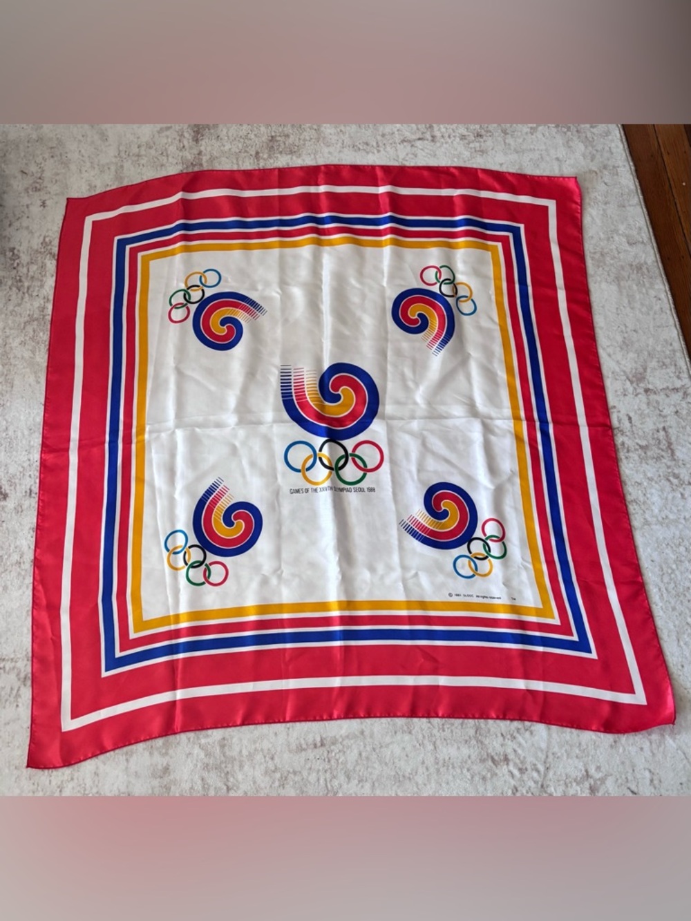 Vintage 1988 Seoul Olympic Games Commemorative Scarf - Picture 1 of 3